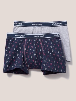 White Stuff 2 Pack Boxers Plain And Print Navy Multi | 29840-RPOQ