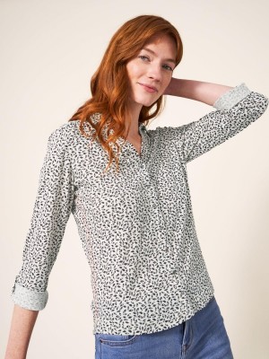 White Stuff Annie Cotton Jersey Shirt Ivory Multi | 43875-FPYT