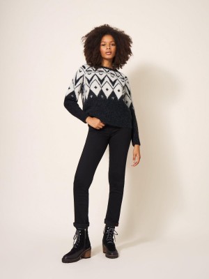 White Stuff Black Fairisle Jumper Black Multi | 49325-RLAC