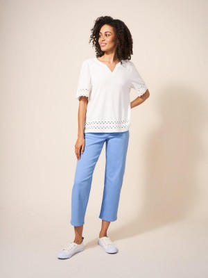 White Stuff Blake Straight Crop Jeans Mid Blue | 96085-YWOI