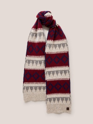 White Stuff Chunky Wool Fairisle Scarf Grey Multi | 17689-VOLS