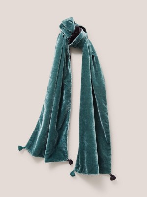 White Stuff Classic Velvet Scarf Dk Teal | 24359-QRJT