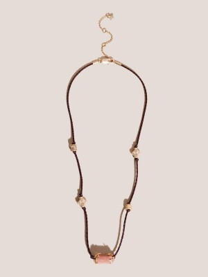 White Stuff Cord Stone Necklace Dusty Pink | 13840-XLFU