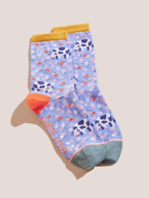 White Stuff Cow Floral Ankle Socks Blue Multi | 34895-MGTV