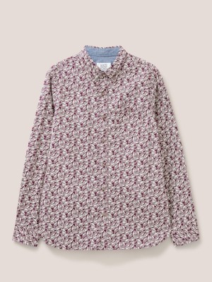 White Stuff Dandelion Printed Shirt Dk Plum | 12874-ZKMD