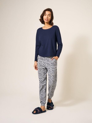 White Stuff Eva Jersey Pj Top Dark Navy | 15206-DKAJ