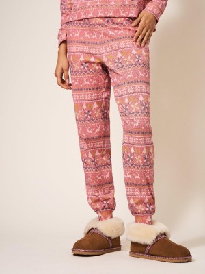 White Stuff Fairisle Reindeer Freya Jogger Pink Multi | 71938-EPOJ