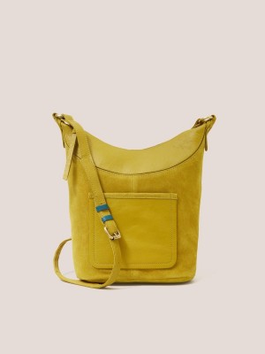 White Stuff Fleur Suede Crossbody Mid Chartreuse | 72051-HURC