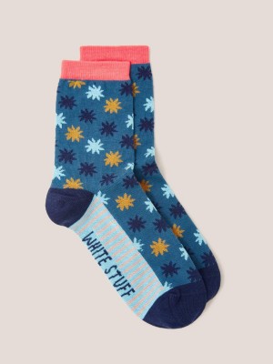 White Stuff Floral Burst Ankle Sock Teal Multi | 70942-WIQH