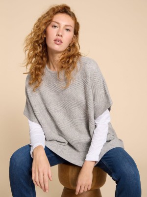 White Stuff Florence Knitted Poncho Grey Marl | 13459-UZXS