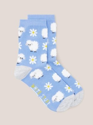 White Stuff Fluffy Sheep Socks Blue Multi | 54087-ZJFT