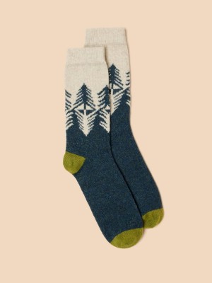 White Stuff Forest Scenic Wool Mix Socks Green Multi | 31062-UFRZ