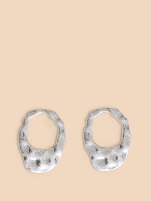 White Stuff Giacinta Hammered Earring Silver Tone Metallic | 94738-WVDY