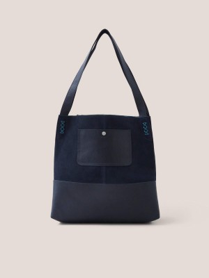 White Stuff Hettie Leather Tote Dark Navy | 79256-VJRU