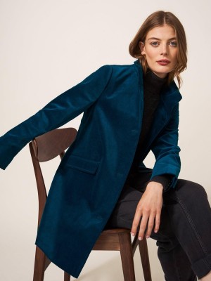 White Stuff Karla Smart Velvet Coat Dk Teal | 23594-QTAX