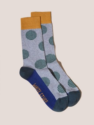 White Stuff Large Striped Spot Socks Grey Multi | 15903-XWTF