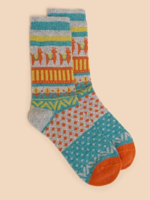 White Stuff Llama Wool Mix Sock Grey Multi | 95604-ASNQ