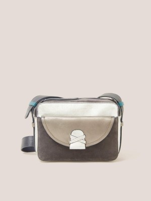 White Stuff Lola Leather Camera Bag Grey Multi | 94702-DTPN