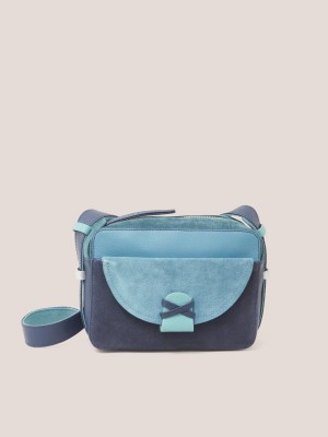 White Stuff Lola Leather Camera Bag Navy Multi | 89420-IKTR