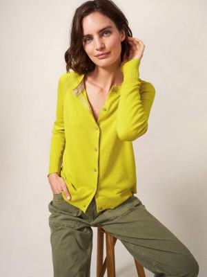 White Stuff Lulu Crew Neck Cardigan Light Chartreuse | 25807-QNJH