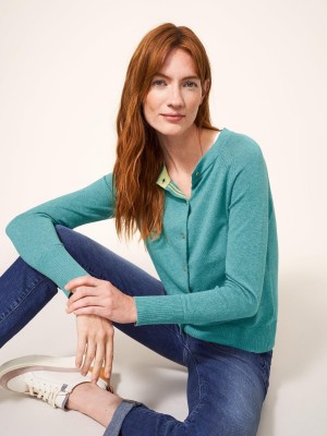 White Stuff Lulu Knit Cardigan Mid Teal | 39405-NFPE