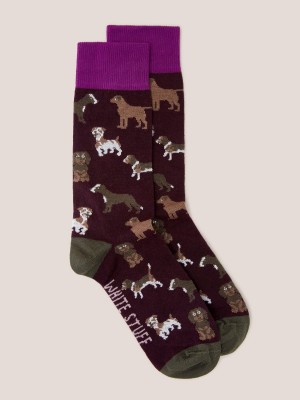 White Stuff Mixed Dog Ankle Sock Deep Red | 97432-GAPV