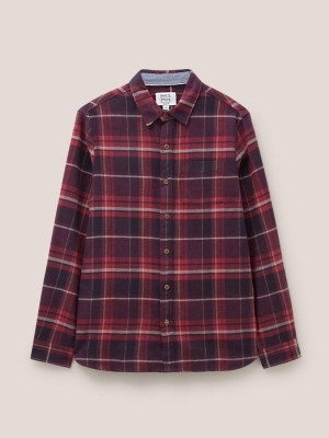 White Stuff Moxley Brushed Check Shirt Dk Red | 72860-WOFV