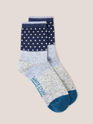 White Stuff Nep Sparkle Ankle Socks Blue Multi | 91482-HNYB