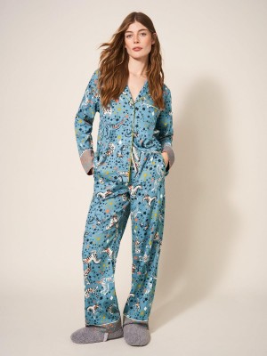 White Stuff Nina Organic Pj Bottom Blue Multi | 94312-RMIY