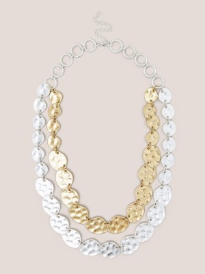 White Stuff Pansy Hammered Mix Necklace Mixed Metallic | 45216-SZEG