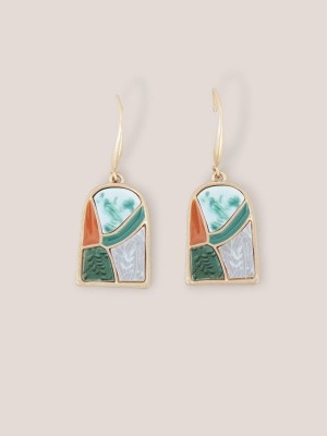 White Stuff Pebble Mosaic Tile Earrings Green Multi | 24931-TMER