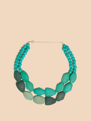 White Stuff Petunia Wood Necklace Blue Multi | 05136-SBWX