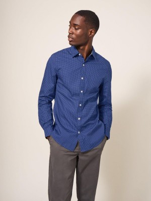 White Stuff Polka Dot Printed Shirt Indigo Blue | 16347-OTRI