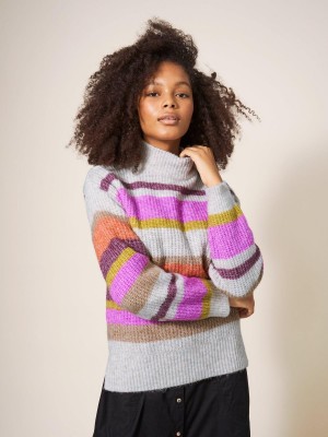 White Stuff Rainbow Stripe Jumper Natural Multi | 10546-DWJZ