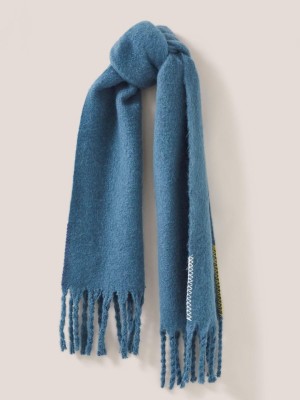 White Stuff Shelly Brushed Plain Scarf Mid Blue | 98147-UYQI