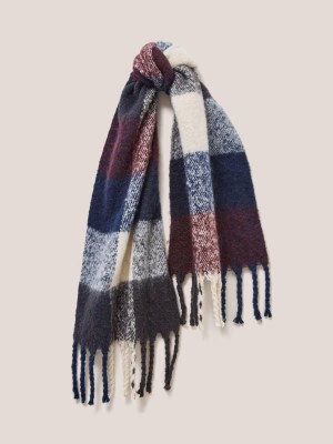 White Stuff Shelly Woven Check Scarf Navy Multi | 70819-DMWH