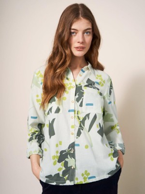 White Stuff Sophie Organic Cotton Shirt Ivory Print | 95783-VLSR