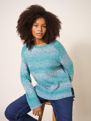 White Stuff Space Dye Wool Jumper Teal Multi | 91503-HURC