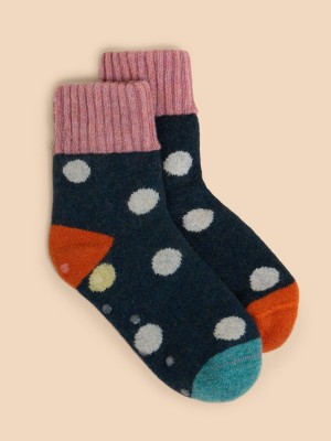 White Stuff Spot Loopback Socks Blue Multi | 26840-OBYQ