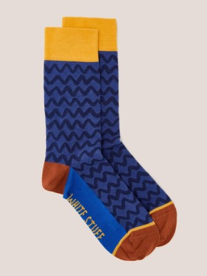 White Stuff Squiggly Stripe Ankle Sock Navy Multi | 57396-JUIG