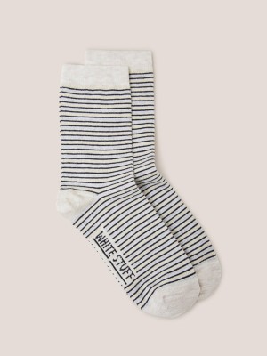 White Stuff Stripe Sparkle Ankle Socks Natural Multi | 96053-ZTJH