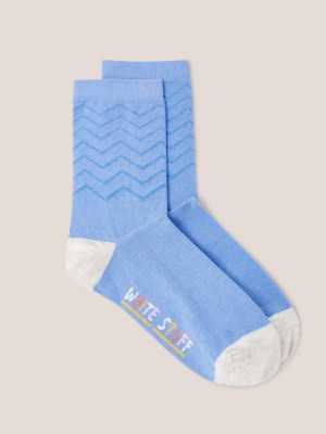 White Stuff Textured Zigzag Ankle Socks Blue Multi | 20791-LKOQ