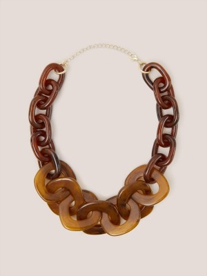 White Stuff Tulip Resin Chain Necklace Brown Multi | 07293-MORL