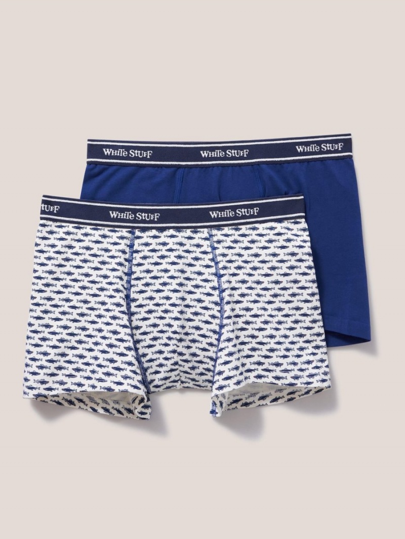 White Stuff 2 Pack Boxers Print And Plain White Multi | 43651-FEZV