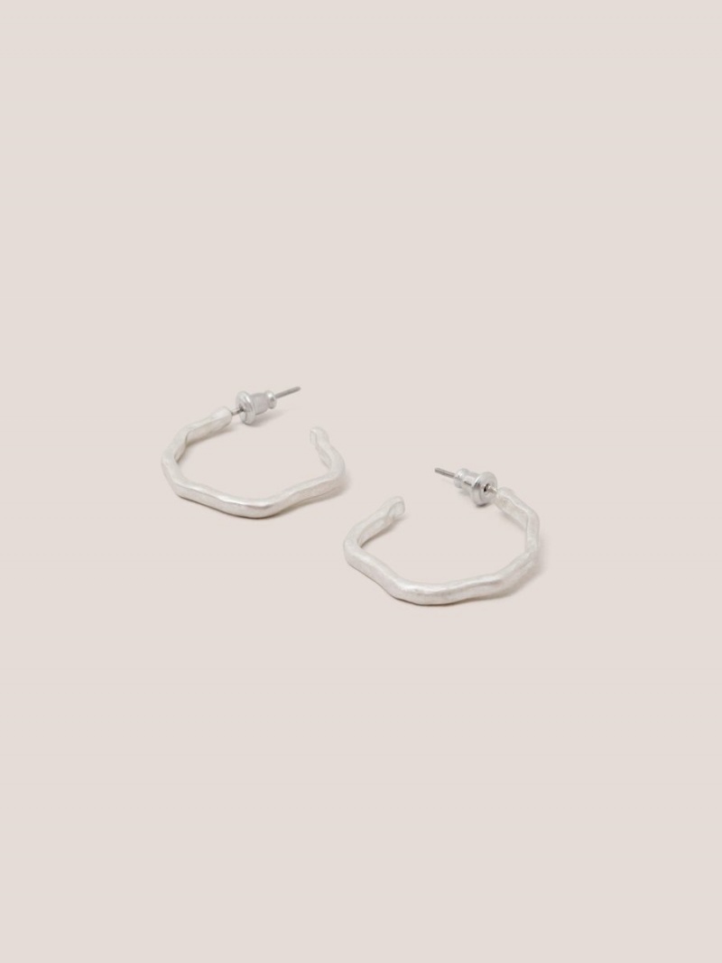 White Stuff Abstract Hoop Earrings Silver Tone Metallic | 46189-BVQW