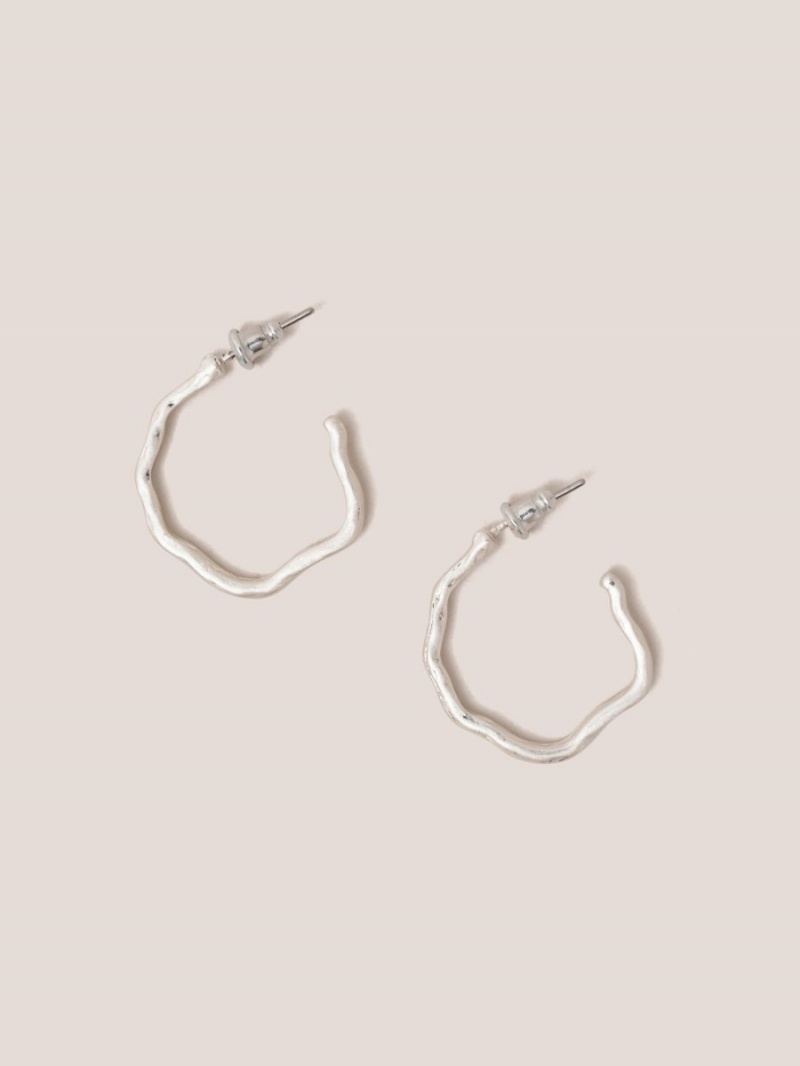 White Stuff Abstract Hoop Earrings Silver Tone Metallic | 46189-BVQW