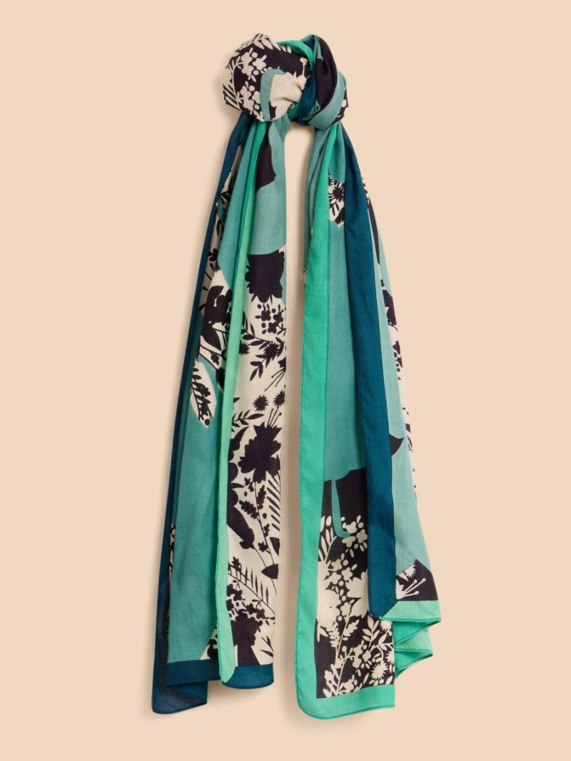 White Stuff Abstract Print Eco Vero Scarf Teal Multi | 93864-WYEB