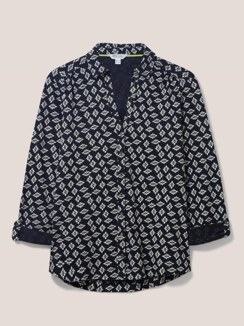 White Stuff Annie Cotton Jersey Shirt Black Print | 10263-AMWV