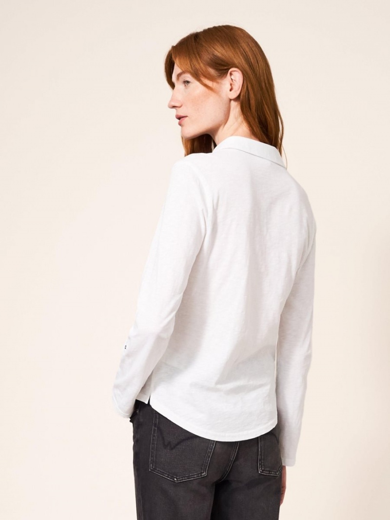 White Stuff Annie Cotton Jersey Shirt Brilliant White | 46073-FBJU