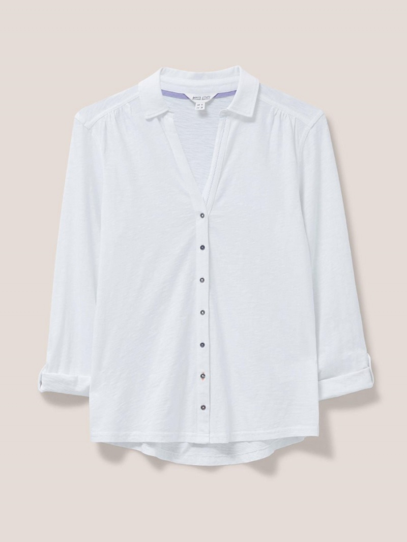 White Stuff Annie Cotton Jersey Shirt Brilliant White | 46073-FBJU